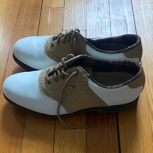Men’s FootJoy Golf Saddle Shoes in White and Tan 8